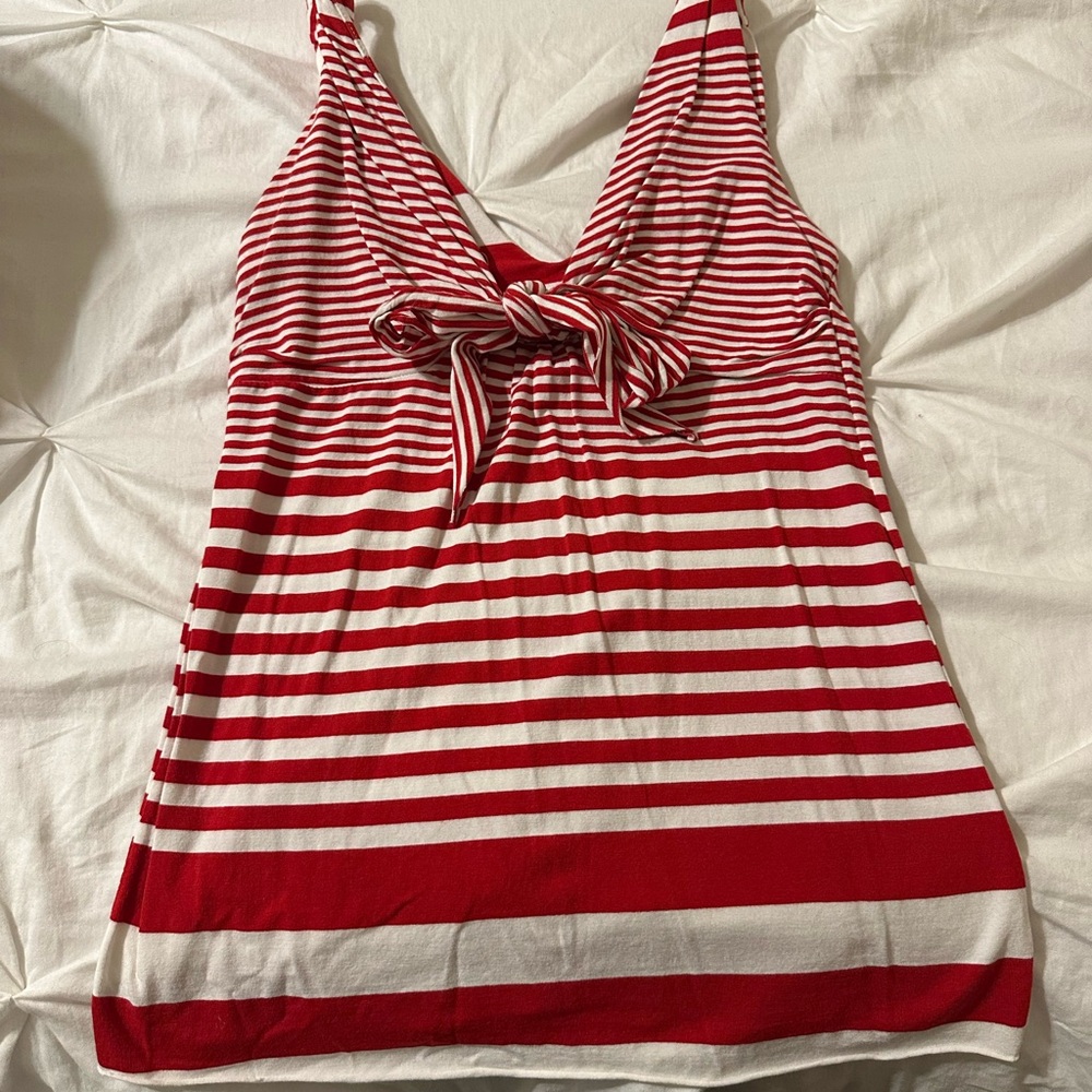 Mango Red and White Striped Tank Top